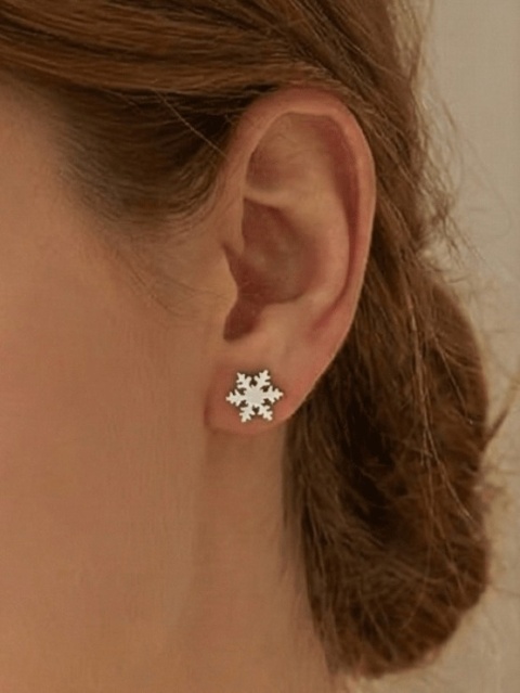 Kolczyki śnieżynki srebrne